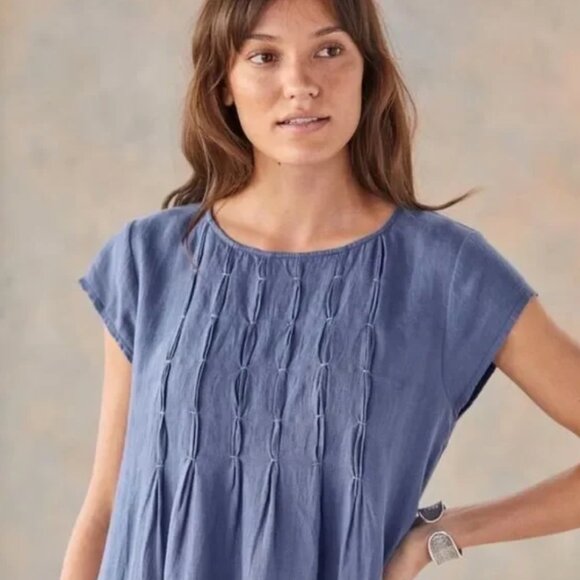 Sundance Viv Day Blue 100% Linen Midi Shift Dress Size Medium - Picture 4 of 16